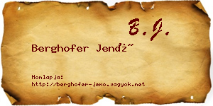 Berghofer Jenő névjegykártya